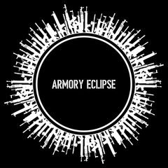 Armory eclipse poster. Vector illustration of the silhouettes of small arms.