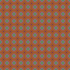 Ethnic geometric pattern in repeat. Fabric print. Seamless background, mosaic ornament, retro style. 