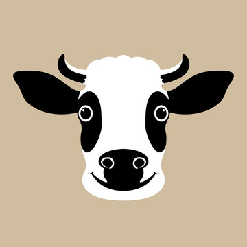 cow face head vector illustration flat style front