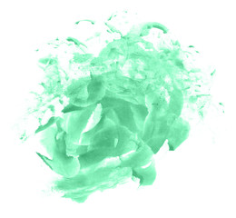 Naklejka premium Abstract watercolor background hand-drawn on paper. Volumetric smoke elements. Jolly Green color. For design, web, card, text, decoration, surfaces.