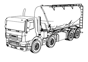 sketch of a truck with a tank vector