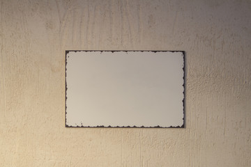 white plate with frame for text wall