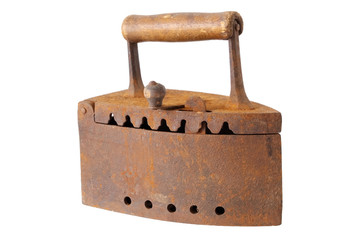 Old vintage iron, isolated on white background.