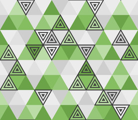 Abstract green geometric seamless pattern with triangles
