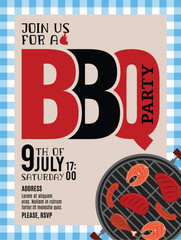 Vector barbecue party invitation - obrazy, fototapety, plakaty