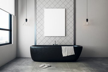 Modern bathroom with empty poster