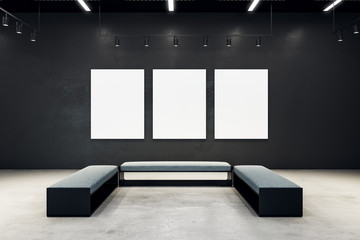 Contemporary exhibition hall with empty poster