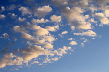 Fototapeta na wymiar Small white clouds on blue sky