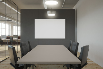 Modern meeting room with poster