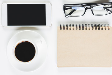 Contemporary white workspace with objects