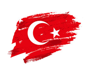 Vintage Turkish flag illustration. Vector Turkish flag on grunge texture.