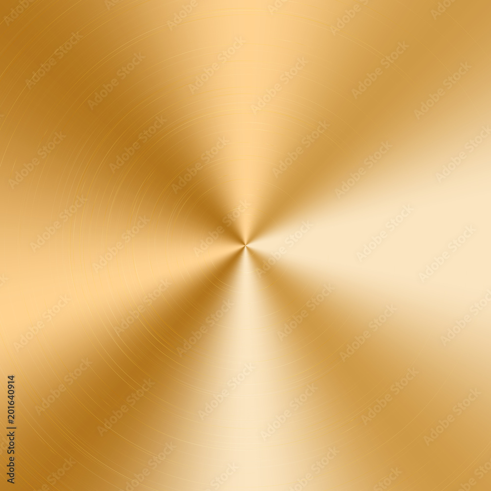 Wall mural conical gradient with a texture of gold metal. vector illustration with effect of polished plate