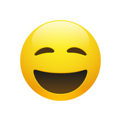 Vector Emoji yellow smiley face with closed eyes