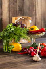 healthy food - fresh and juicy vegetables. raw product. copy space (food vegetables background)