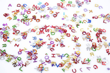 Many colored alphabet letters made with die cutter