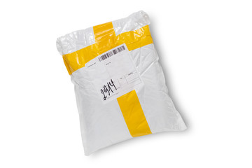 Mail package on white.
