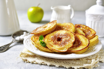 Obraz na płótnie Canvas Apple pancakes for a breakfast.