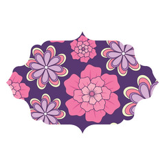 colorful decorative frame with floral design, vector illustration