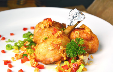Stir Fried Chicken with Garlic Salt and Pepper.
Thai style Fried Chicken menu