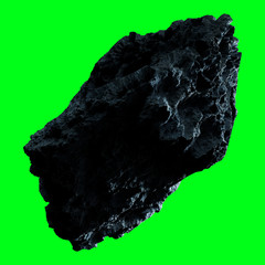 Dark rock asteroid isolated 3D rendering
