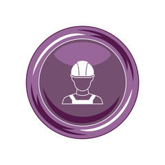 Builder in hemlet icon. Vector Illustration