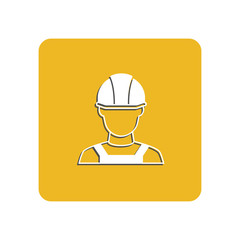 Builder in hemlet icon. Vector Illustration