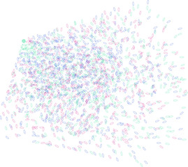 Abstract colored motion, particle or random shape pattern. Concept, background, surface & decoration.