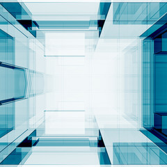 Blue transparent 3d rendering