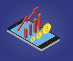 Bitcoin, growth chart, smartphone 1