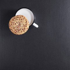 Cookie with seeds and milk