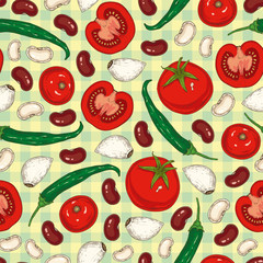 Fresh Vegetables and Beans Seamless Pattern