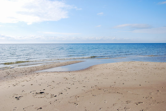 Beautiful sand beach and blue water