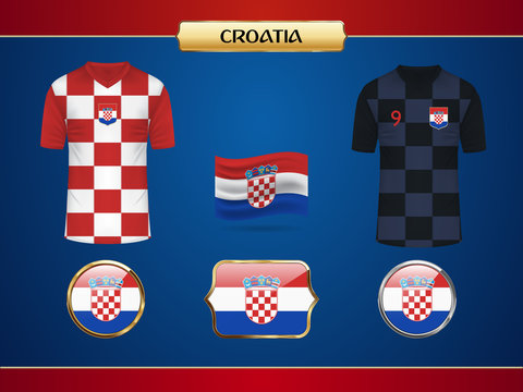 Football World Championship 2018 Croatia Jersey. Vector Country Flag.