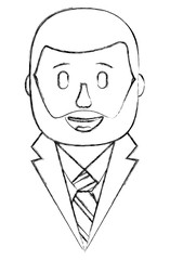 bearded man character elegant with necktie vector illustration sketch