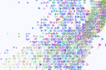 Abstract conceptual triangle pattern. Effect, vector, white & drawing.