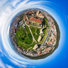 Little planet panorama of the old Byzantine Castle in the city of Thessaloniki in northern Greece