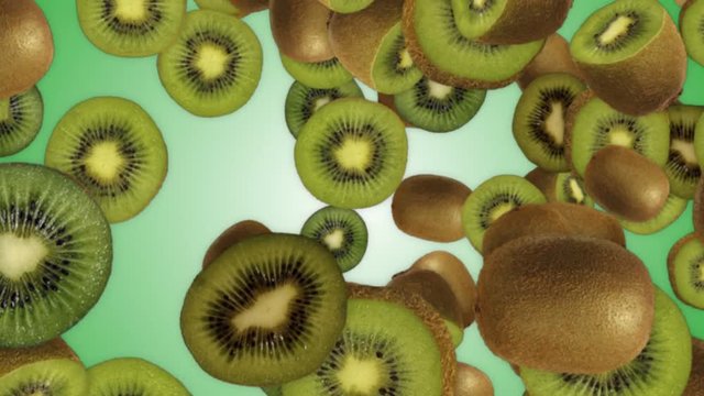 Falling KIWIS Background, Loop, with Alpha Channel, 4k
