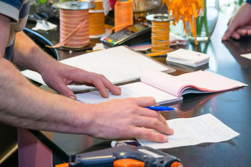 The seller writes an invoice.