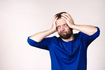 Worried man gesturing with hands