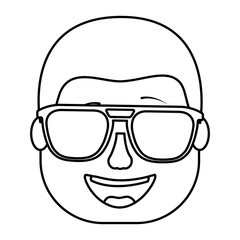 smiling face man wearing sunglasses vector illustration outline