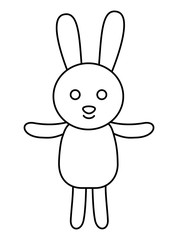 cute rabbit toy children image vector illustration outline