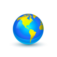 Naklejka premium Bright glossy America's hemisphere of globe isolated on white