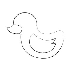 duck rubber toy children image vector illustration sketch