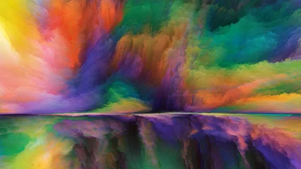 Crédence de cuisine en verre imprimé Mélange de couleurs Division Horizon peint