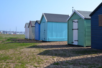 Fototapeta na wymiar Felixstowe Beach Huts