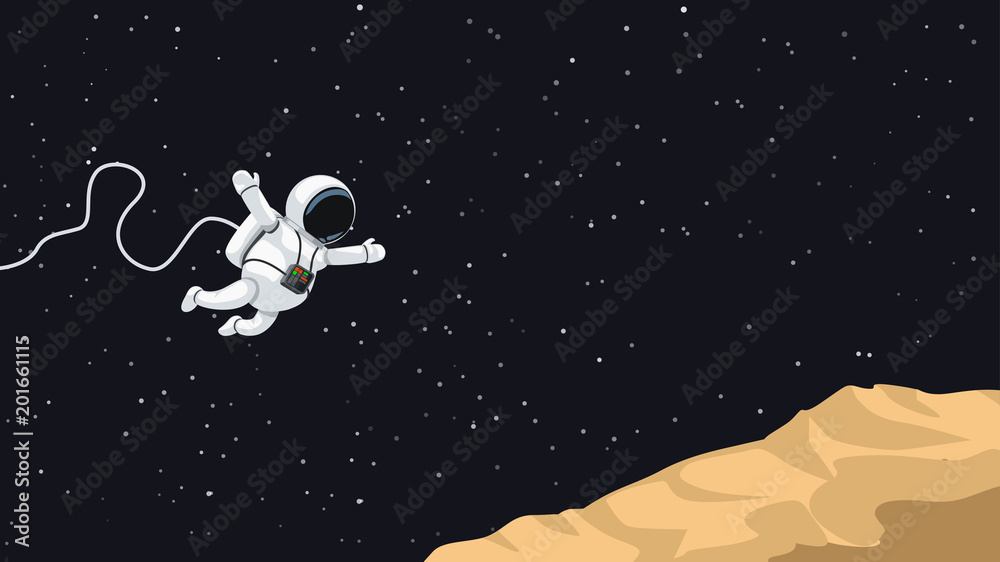 Canvas Prints astronaut jumping on asteroid