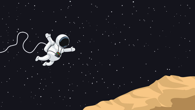 astronaut jumping on asteroid