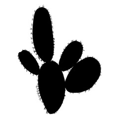 Black silhouettes of cacti flower. Cactus and succulent. Hand drawn vector trendy exotic desert plant. Houseplant prickly flower. Vector.
