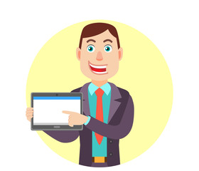 Businessman using tablet PC