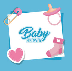 baby shower card with set icons vector illustration design